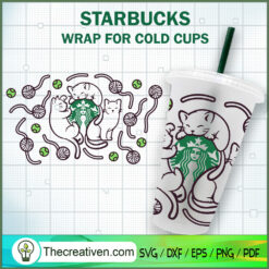 Cat And Ball Starbucks Cold Cup SVG Cut File for Cricut & Silhouette