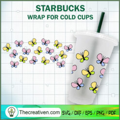 Colorful Butterfly Starbucks SVG Cut File for Cricut