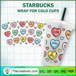 Candy Hearts Starbucks Cold Cup SVG Cut File for Cricut & Silhouette