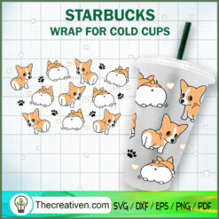 Corgi Buns Starbucks Cold Cup SVG Cut File for Cricut & Silhouette