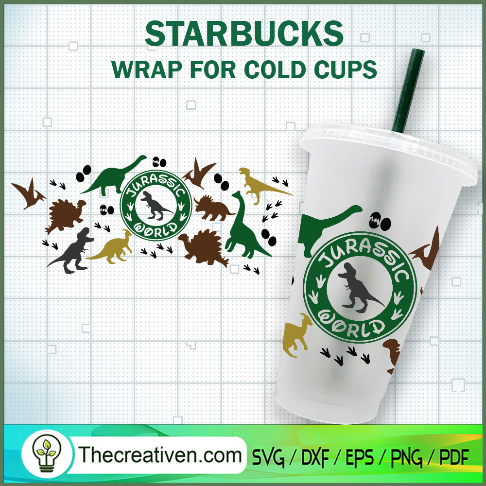 Jurassic World Starbucks Cold Cup SVG Cut File for Cricut & Silhouette 1 Jurassic World Starbucks Cold Cup SVG Cut File for Cricut & Silhouette
