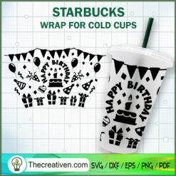 Happy Birthday Starbucks Cold Cup SVG Cut File for Cricut & Silhouette