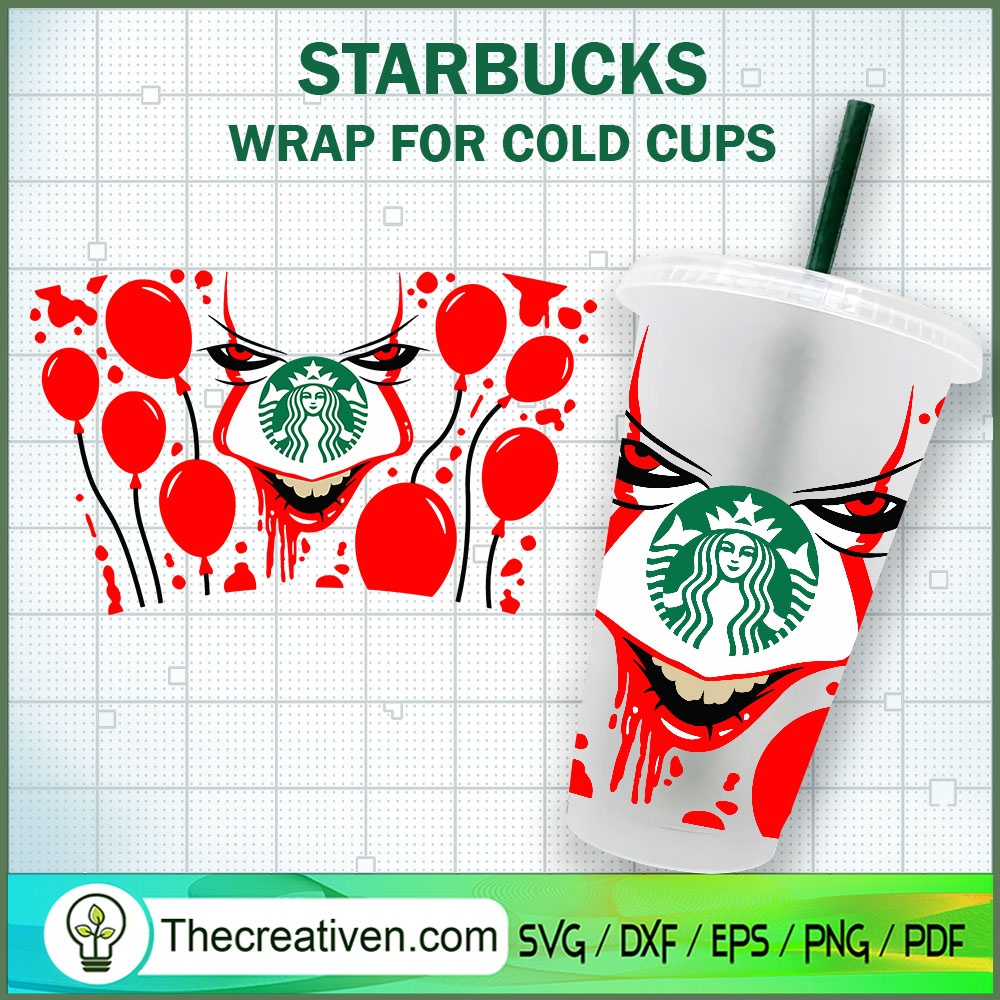 Horror Pennywise Starbucks C SVG Cut File for Cricut 1 Horror Pennywise Starbucks C SVG Cut File for Cricut