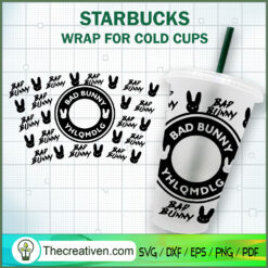 Seamless Bad Bunny Starbucks SVG Cut File for Cricut