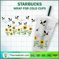 Bee And Sunflower Starbucks  SVG Cut File for Cricut