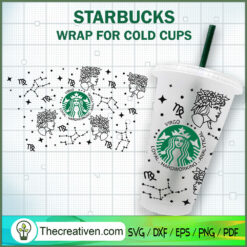 Virgo Seamless Starbucks Cold Cup SVG Cut File for Cricut & Silhouette