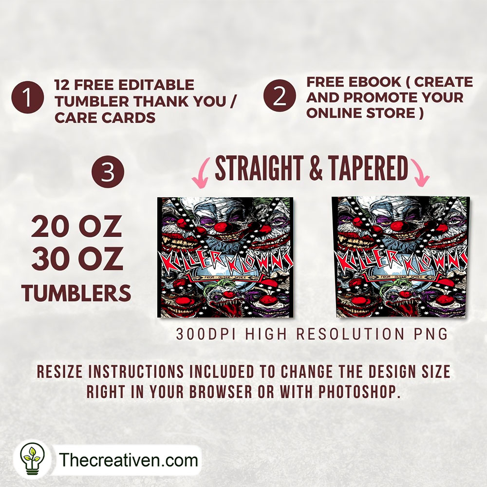 Killer Klowns from Outer Space Tumbler Wrap Download Design 87894 2 Killer Klowns from Outer Space Tumbler Wrap Download Design 87894 - Image 2