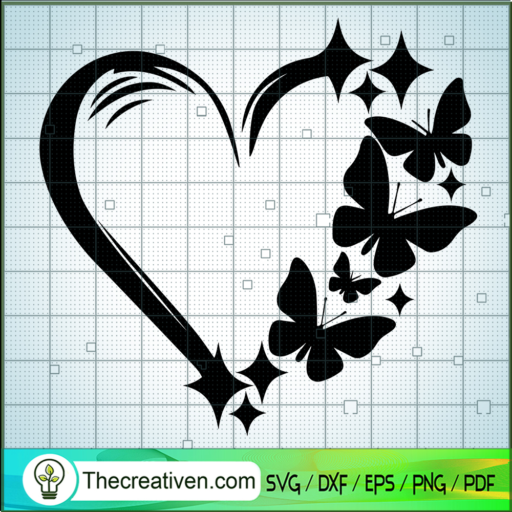 Butterfly Heart SVG, Butterfly Love SVG, Sparkly Heart SVG 1 Butterfly Heart SVG, Butterfly Love SVG, Sparkly Heart SVG