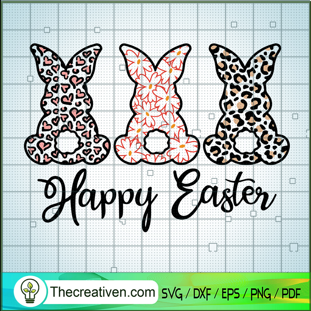 Happy Easter Spring SVG, Flower Bunny SVG, Leopard Bunny SVG 1 Happy Easter Spring SVG, Flower Bunny SVG, Leopard Bunny SVG