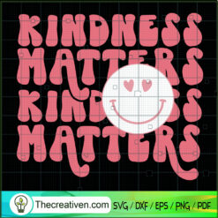 Kindness Matters SVG, Retro Pink SVG, Smiley Emoji SVG