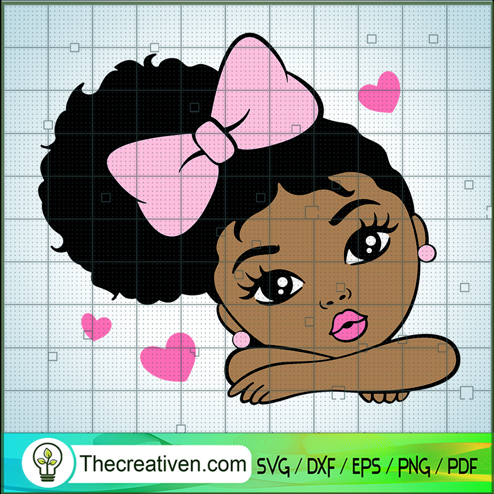 Ribbon Girl SVG, Black Girl SVG, Baby Cute SVG 1 Ribbon Girl SVG, Black Girl SVG, Baby Cute SVG