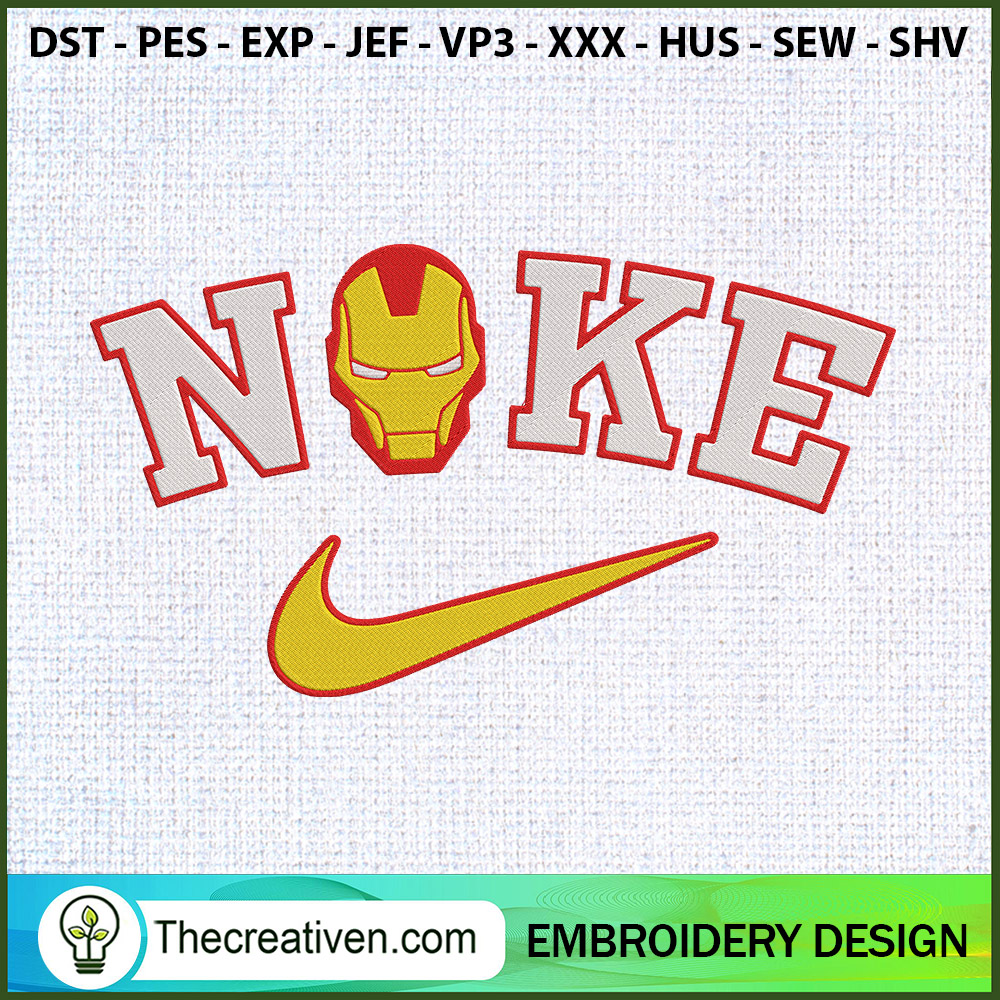 Iron Man Head x Nike Embroid Embroidery Design 1 Iron Man Head x Nike Embroid Embroidery Design