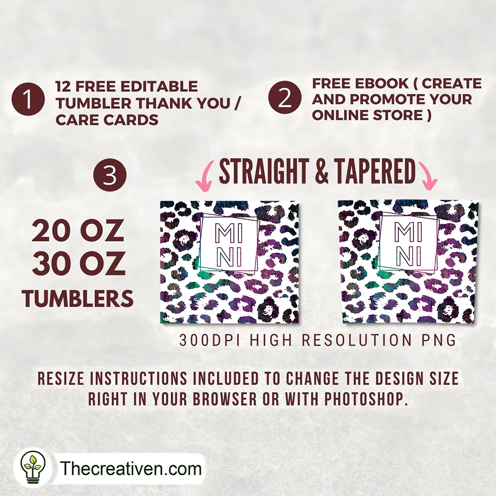 Mini Colorful Leopard Full Tum Tumbler Wrap Download 2 Mini Colorful Leopard Full Tum Tumbler Wrap Download - Image 2