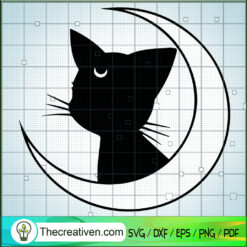 Cat And Moon SVG, Luna Cat SVG, Mystic SVG