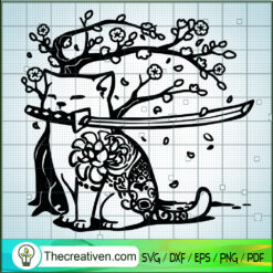 Cat Samurai SVG Cut File for Cricut & Silhouette