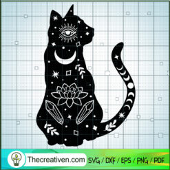 Cat Moon SVG, Mandala Cat SVG, Mystic SVG