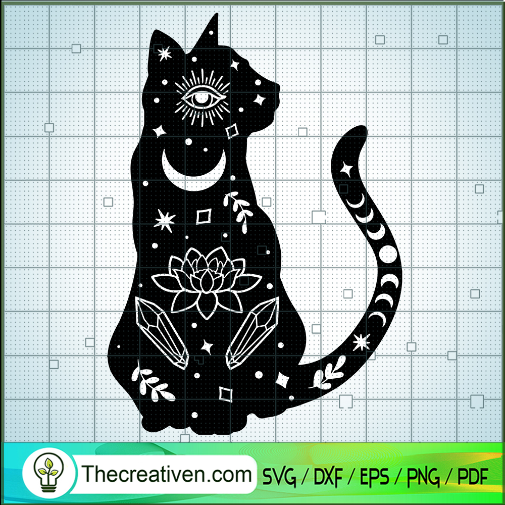Cat Moon SVG, Mandala Cat SVG, Mystic SVG 1 Cat Moon SVG, Mandala Cat SVG, Mystic SVG
