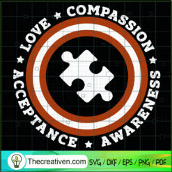 Autism Compassion Puzzle Shield SVG Cut File for Cricut & Silhouette