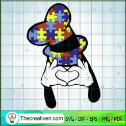 Mickey Hand Autism Awareness SVG, Puzzle Piece SVG, Autism Quotes SVG