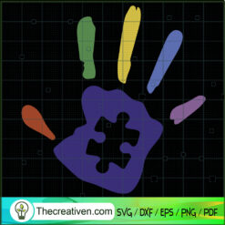 Autism Hand Print SVG, Puzzle Piece SVG, 2nd April SVG