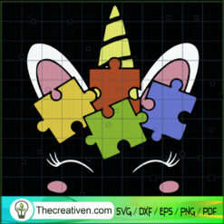 Autism Unicorn SVG, Unicorn Lover SVG, Autism Head Puzzle SVG