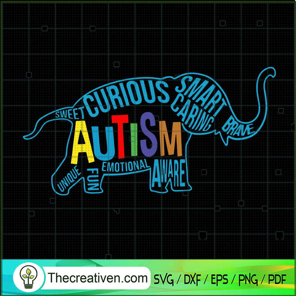 Autism Elephant SVG, Curious SVG, Smart Caring SVG 1 Autism Elephant SVG, Curious SVG, Smart Caring SVG