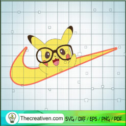 Nike x Pikachu Glasses SVG, Cute Pikachu SVG, Nike Logo SVG