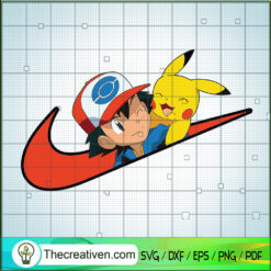 Nike x Satoshi And Pikachu SVG, Nike Pokemon SVG, Nike Logo SVG
