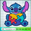 Stitch Autism Heart SVG, Ohana Stitch SVG, Autism Awareness SVG