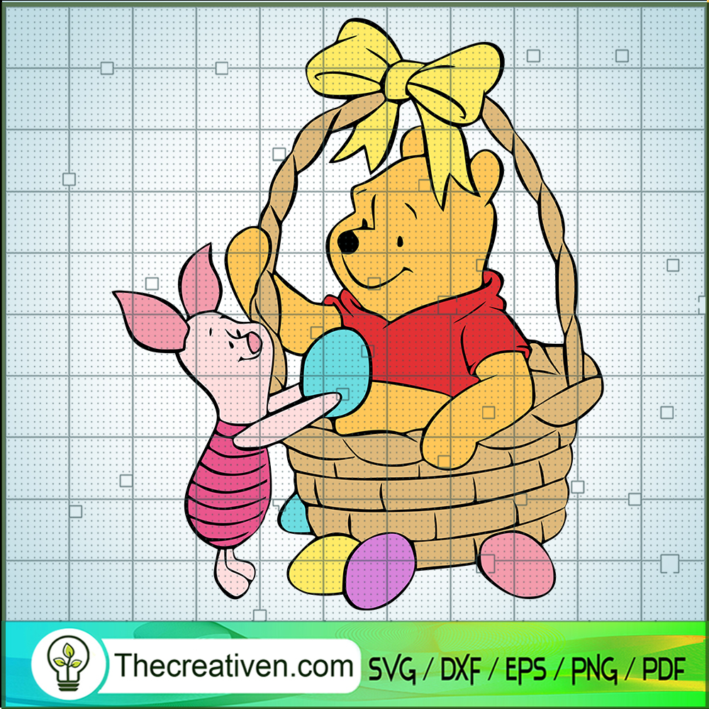 Piglet And Pooh Basket Eggs SVG Cut File for Cricut & Silhouette 1 Piglet And Pooh Basket Eggs SVG Cut File for Cricut & Silhouette