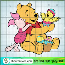 Pooh And Piglet Easter Eggs SVG Cut File for Cricut & Silhouette