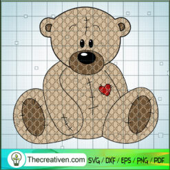 Teddy Bear Gucci Luxury SVG, Teddy Bear SVG, Gucci Brand SVG