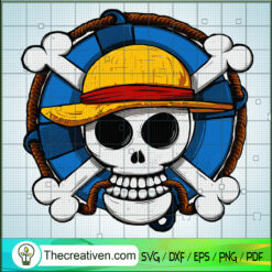 Luffy Skull SVG, Luffy Jolly Roger SVG, One Piece SVG