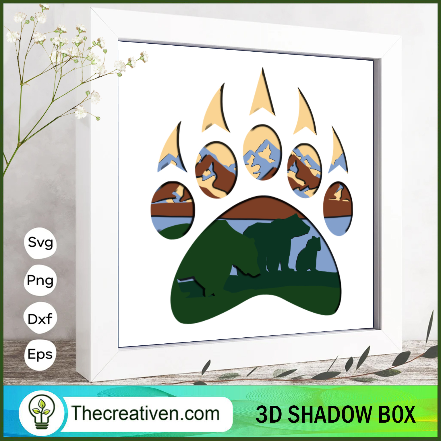 Bear Paw 3D Papercut Lightbox SVG Cut File for Cricut & Silhouette 1 Bear Paw 3D Papercut Lightbox SVG Cut File for Cricut & Silhouette