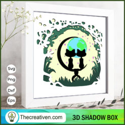 Cat Couple In Love Papercut  SVG Cut File for Cricut
