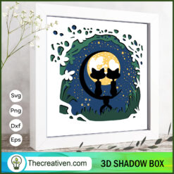 Cat In Love 3D Papercut Lightbox SVG Cut File for Cricut & Silhouette