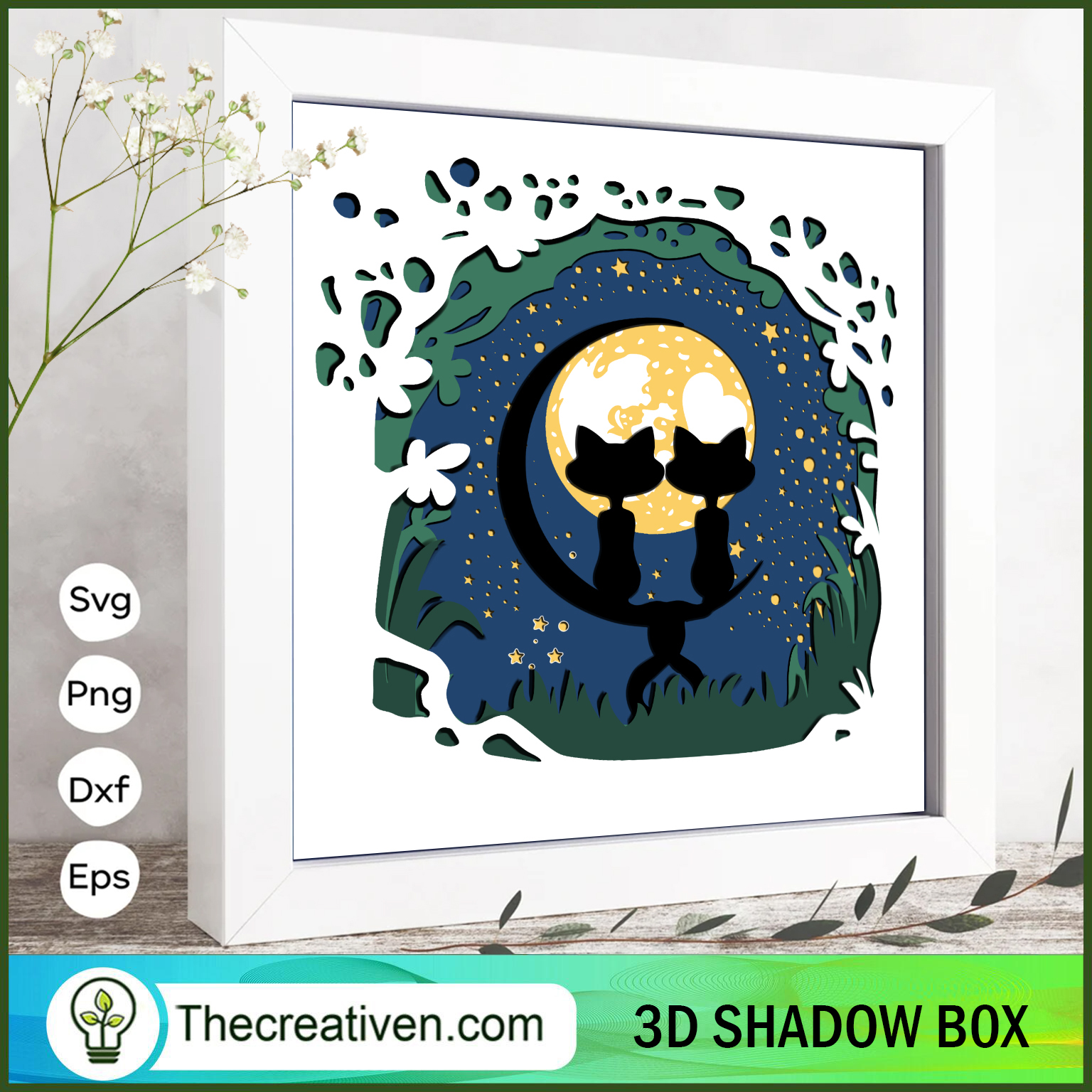 Cat In Love 3D Papercut Lightbox SVG Cut File for Cricut & Silhouette 1 Cat In Love 3D Papercut Lightbox SVG Cut File for Cricut & Silhouette
