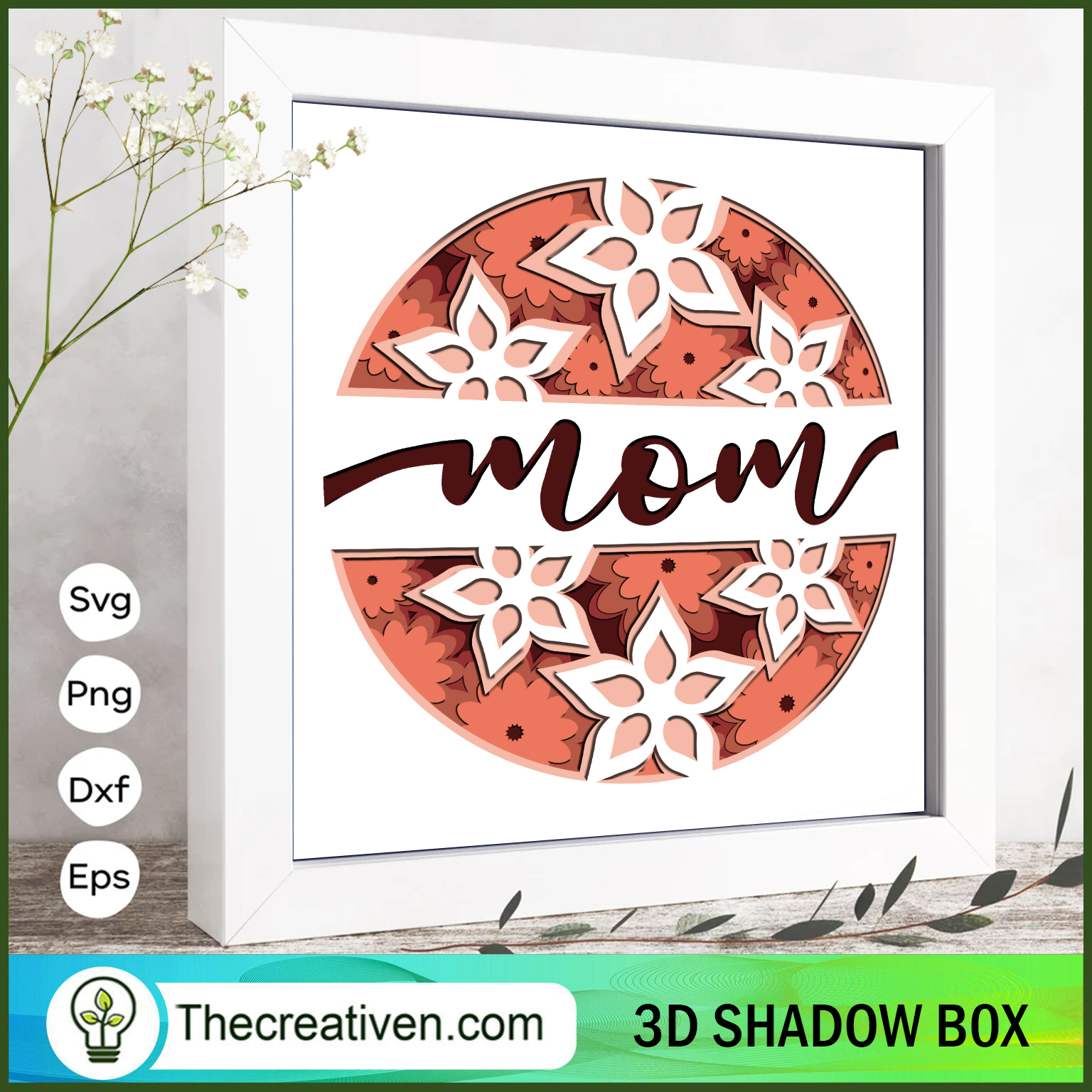 Mom With Flower 3D Papercut SVG Cut File for Cricut 1 Mom With Flower 3D Papercut SVG Cut File for Cricut
