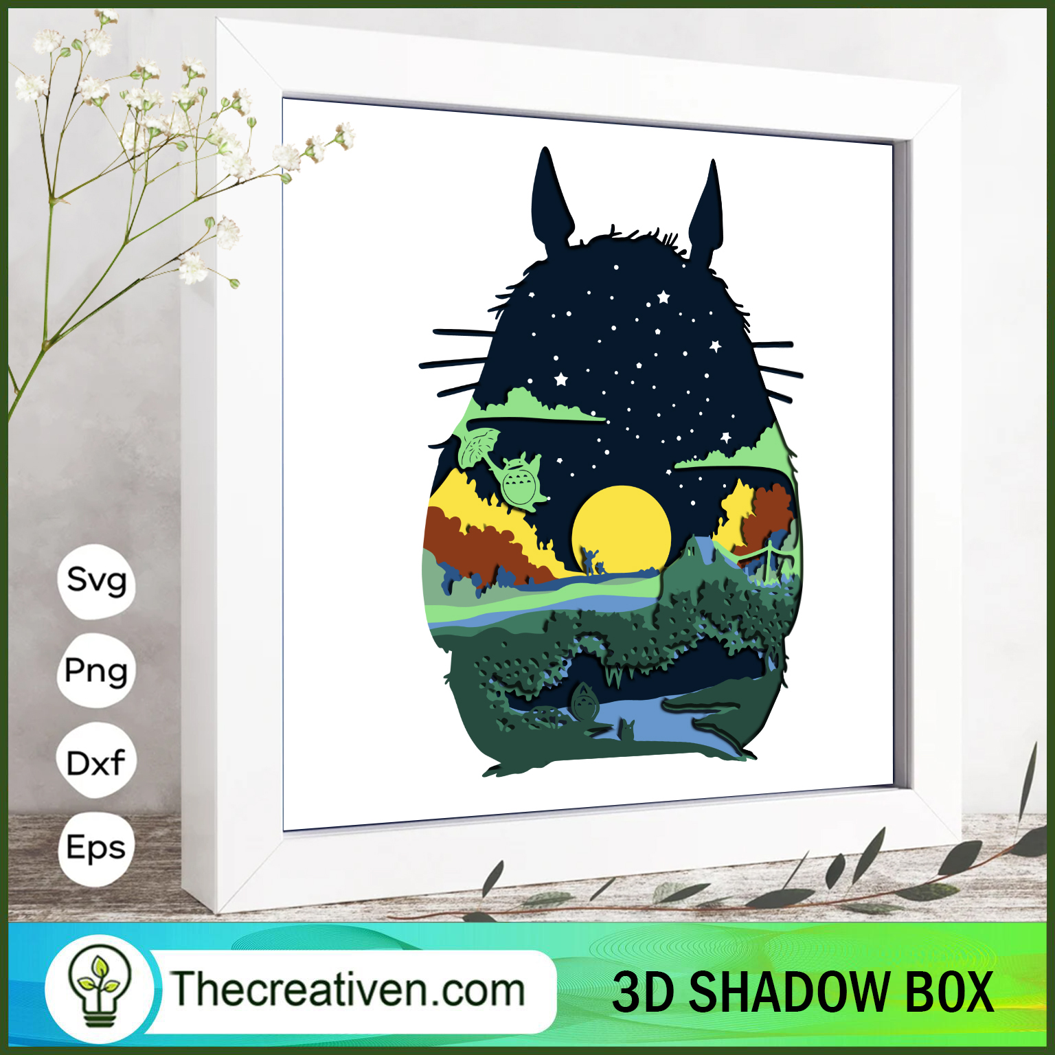 Totoro Nature 3D Papercut Li SVG Cut File for Cricut 1 Totoro Nature 3D Papercut Li SVG Cut File for Cricut