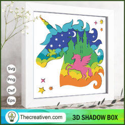 Colorful Unicorn 3D Papercut SVG Cut File for Cricut