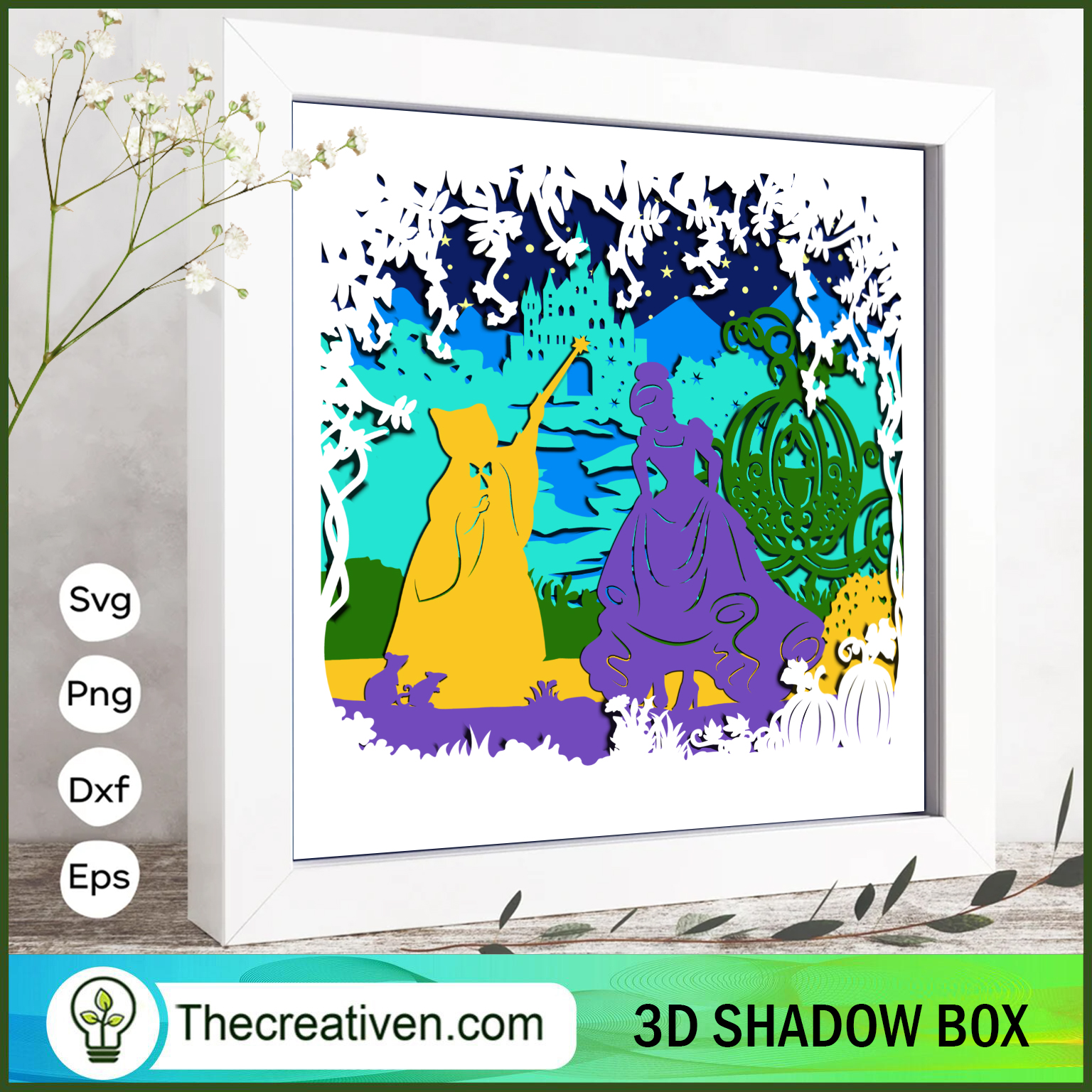 Cinderella 3D Papercut Lightbox SVG Cut File for Cricut & Silhouette 1 Cinderella 3D Papercut Lightbox SVG Cut File for Cricut & Silhouette