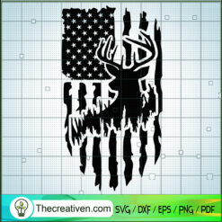 Deer Flag SVG, Deer Hunting SVG, American Flag SVG