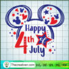 Disney Happy 4th Of July SVG, Disney Mickey Head SVG, 4th Of July SVG