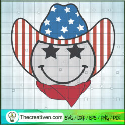 Smiley Cowboy SVG, USA Flag SVG, Happy 4th Of July SVG
