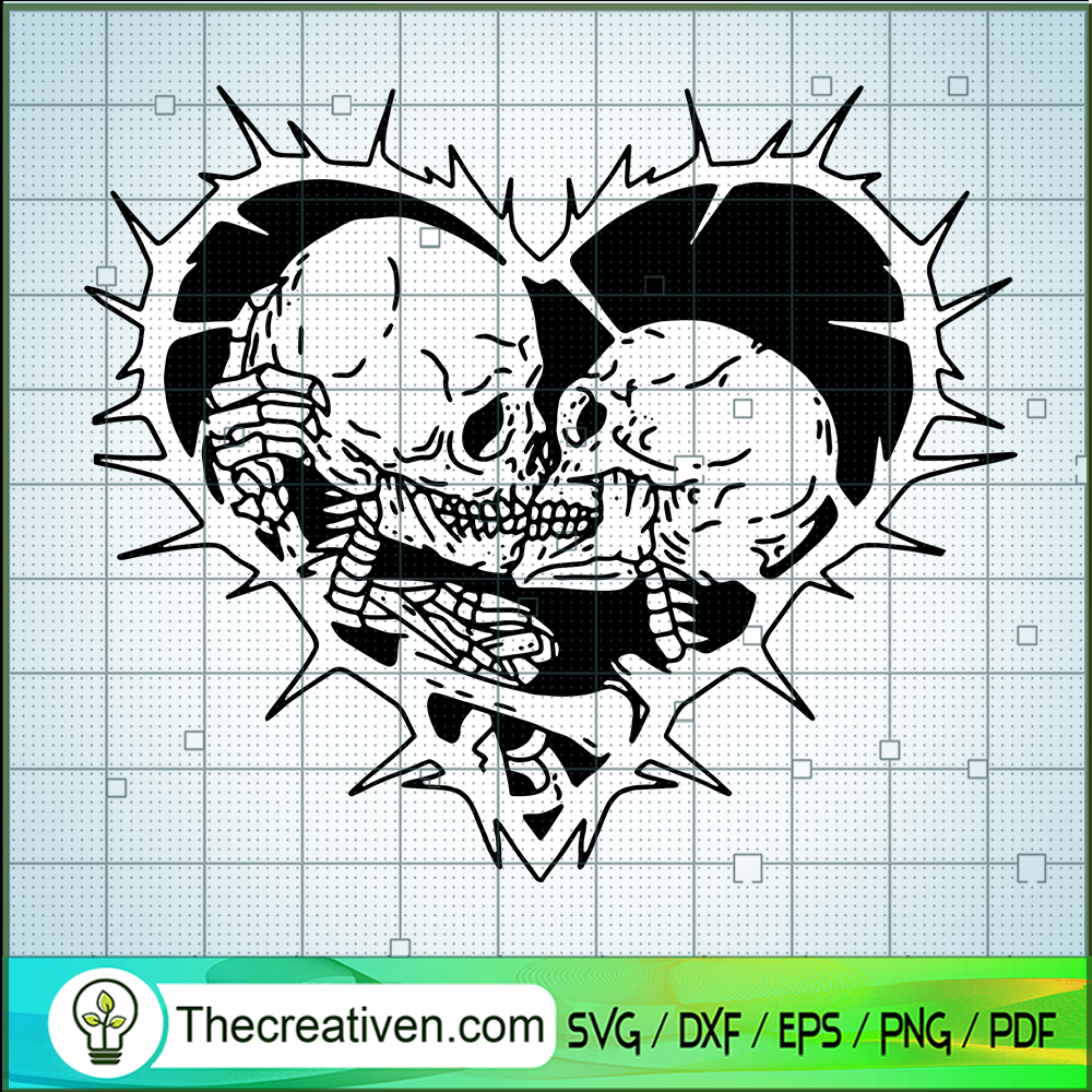 Skull Kiss In Love SVG, Skull Heart SVG, Skull SVG 1 Skull Kiss In Love SVG, Skull Heart SVG, Skull SVG