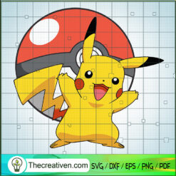Pikachu With Poke Ball SVG, Pikachu SVG, Pokemon SVG
