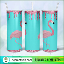 Flamingo Glitter Full Tumbler Wrap Tumbler Wrap – Digital Download