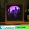 Wild Wolf In The Mountain Shadow Box, Pine Forest Paper Cut, 3D Box