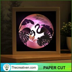 Flamingo Shadow Box, Flamingo Paper Cut, 3D Box