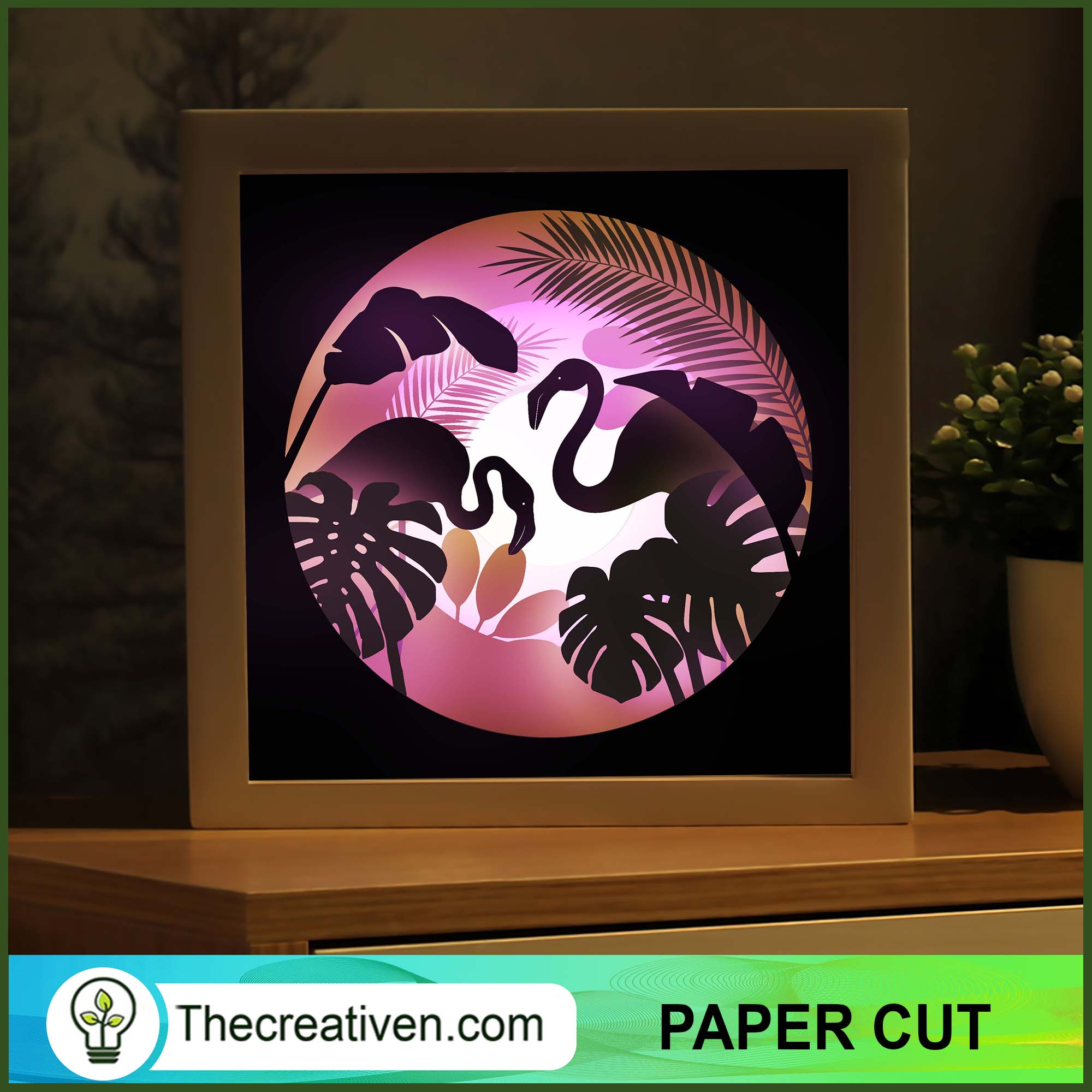 Flamingo Shadow Box, Flamingo Paper Cut, 3D Box 1 Flamingo Shadow Box, Flamingo Paper Cut, 3D Box